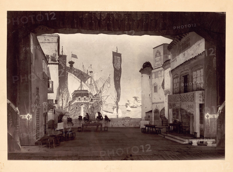 Square in Barcelona. Stage design by Alexander Golovin for the ballet Don Quijote by L.... 1900. Creator: Karl August Fischer.