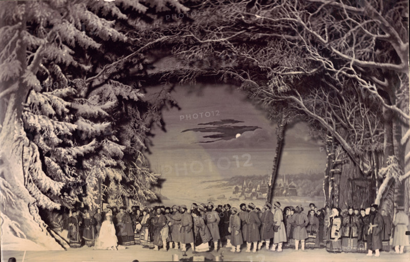 The land of the Berendeyans. Scene from the Prologue of the opera "Snow Maiden" by... Early 1890s. Creator: Karl August Fischer.