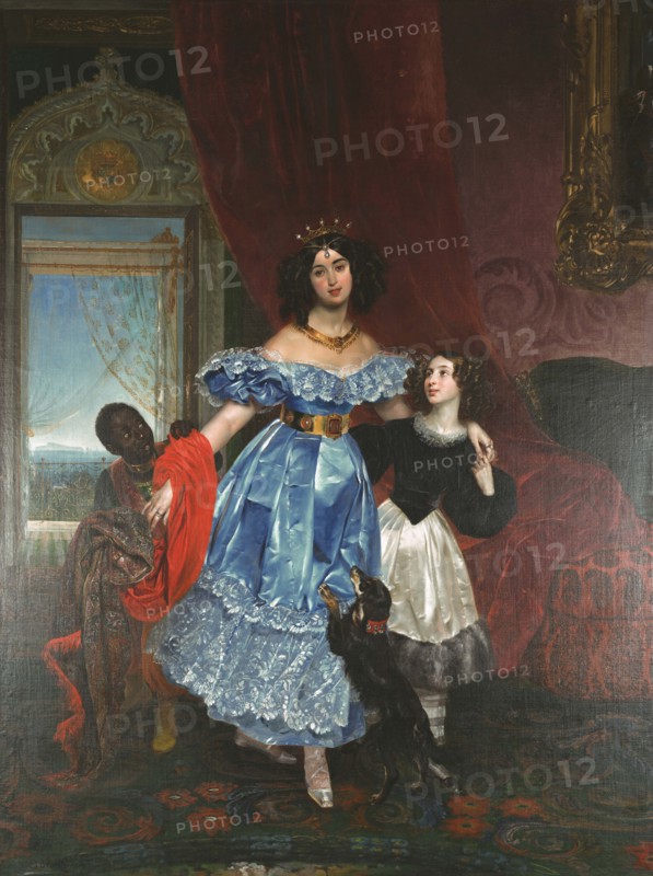 Portrait of Countess Julia Samoilova with her stepdaughter Amazillia Pacini and black... 1832-1834. Creator: Karl Briullov.