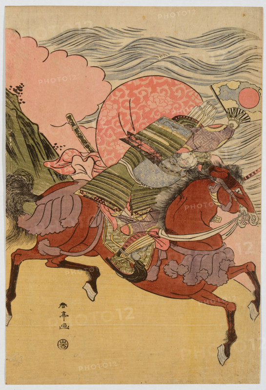 Warrior Kumagai Naozane on horseback. Creator: Katsukawa Shuntei.