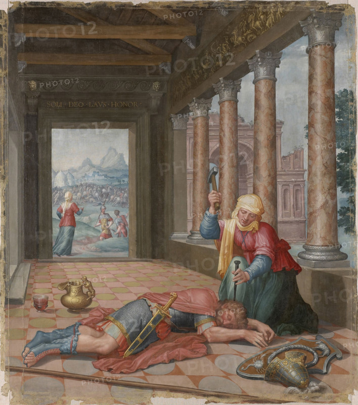 Jael and Sisera. From the Cycle "The Virtuous Women" (Les Femmes vertueuses), c1547. Creator: Lambert Lombard.