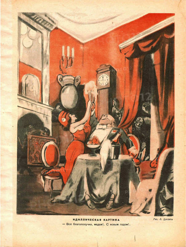 An idyllic picture. From the magazine Krokodil, No. 36, 1938 Creator: Lev Grigor'evich Brodaty.