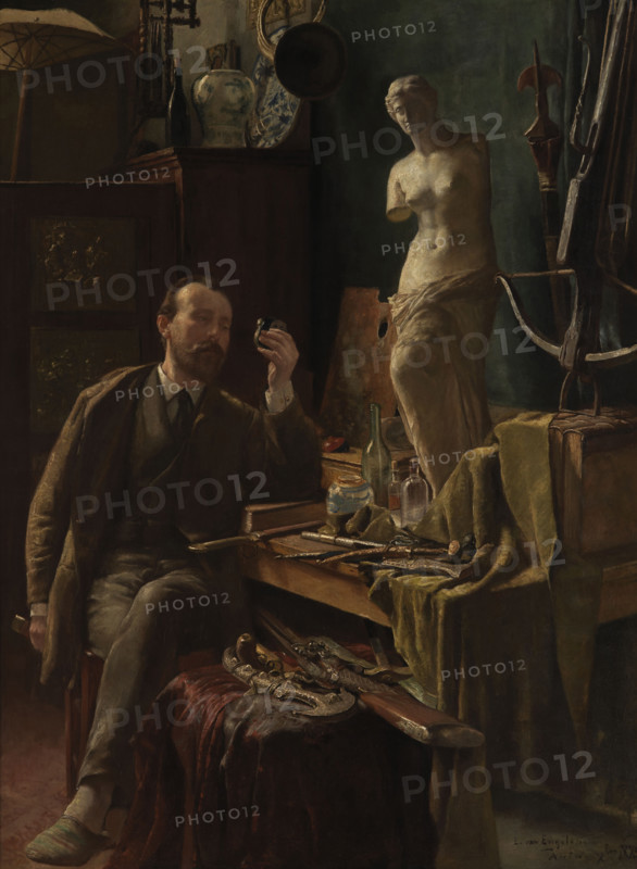 Self-Portrait in the Studio, 1885. Creator: Louis Van Engelen.