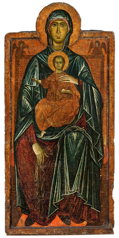 Madonna and Child Enthroned and Two Angels, c1275. Creator: Master of the Bigallo Crucifix.