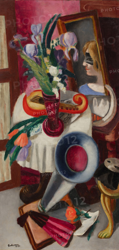 Still Life with Gramophone and Irises, 1924. Creator: Max Beckmann.