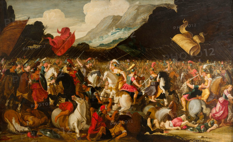 Alexander the Great fights against the Amazons. Creator: Otto Van Veen.
