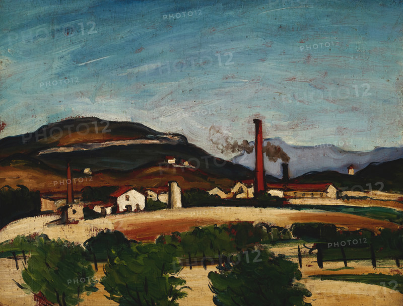 Usines près du Mont de Cengle (Factories near Mont de Cengle), 1867-1869. Creator: Paul Cezanne.