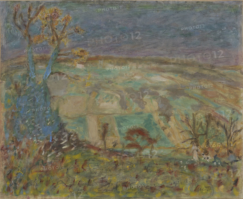 Landscape. Green harmony, blue tree, c1944. Creator: Pierre Bonnard.