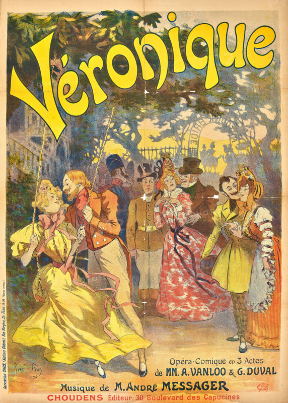 Poster for the operetta "Véronique" by André Messager, 1898. Creator: Rene Pean.