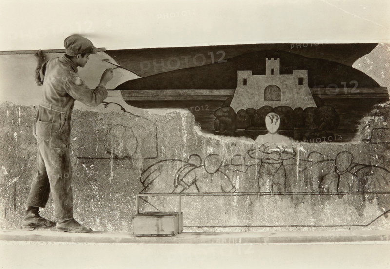 Máximo Pacheco Painting a Mural, 1925. Creator: Tina Modotti.