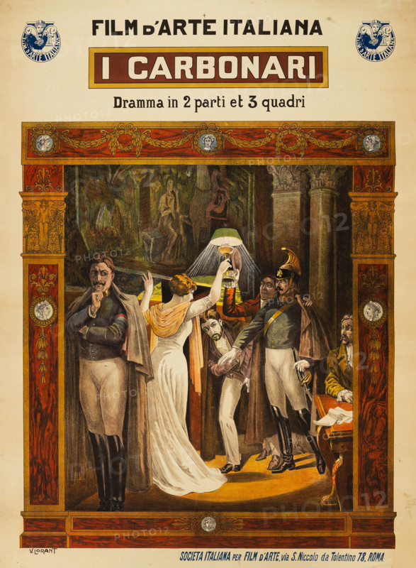 Movie poster "I Carbonari" by Gustavo Serena, 1912. Creator: Vincent Lorant-Heilbronn.