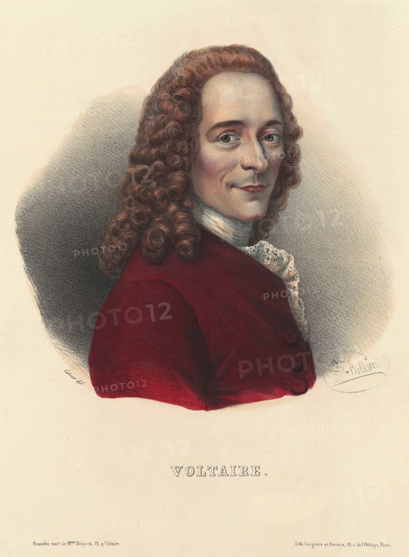 Portrait of Francois Marie Arouet de Voltaire (1694-1778), 1843. Creator: Zéphirin Félix Jean Marius Belliard.