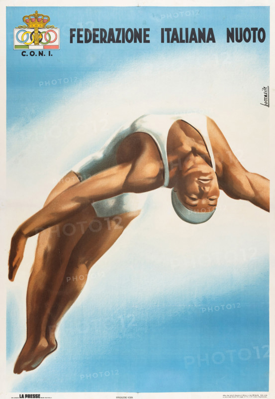 CONI - Federazione Italiana Nuoto, 1936. Creator: Boccasile, Gino (1901-1952).