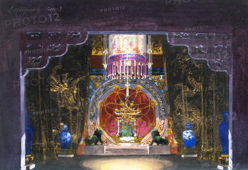 Stage design for the opera Le rossignol (The Nightingale) by I. Stravinsky, 1926. Creator: Rovescalli, Odoardo Antonio (1864-1936).