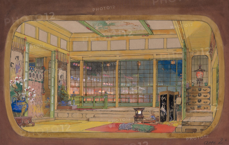 Stage design for the Opera "Iris" by Pietro Mascagni, 1926. Creator: Rovescalli, Odoardo Antonio (1864-1936).