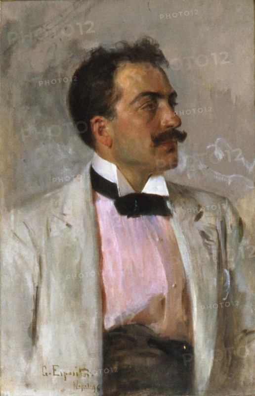 Portrait of the composer Umberto Giordano (1867-1948). Creator: Esposito, Gaetano (1858-1911).