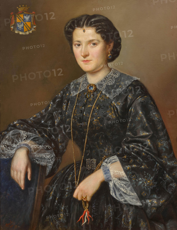 Portrait of Luisa Muti (1822-1904), second wife of Enrico Caetani (1780-1850), XII Duke of... 1846. Creator: Orlov, Pimen Nikitich (1812-1863).