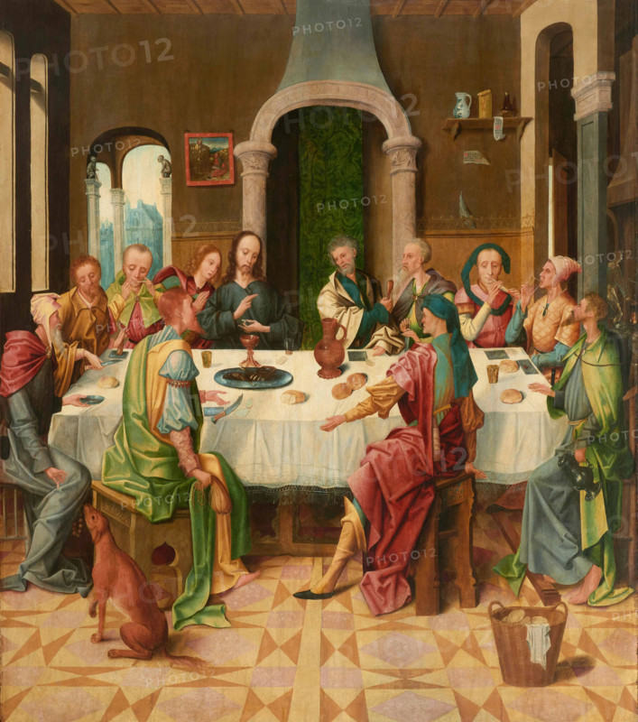 The Last Supper (central panel of an altarpiece), First quarter of 16th cen. Creator: Overbeke, Adriaen van (active 1505-1530).