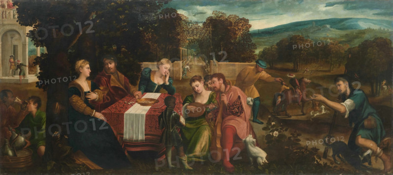The Parable of the Rich Man and the Beggar Lazarus, c1545. Creator: Veronese (de' Pitati), Bonifacio (1487-1553).