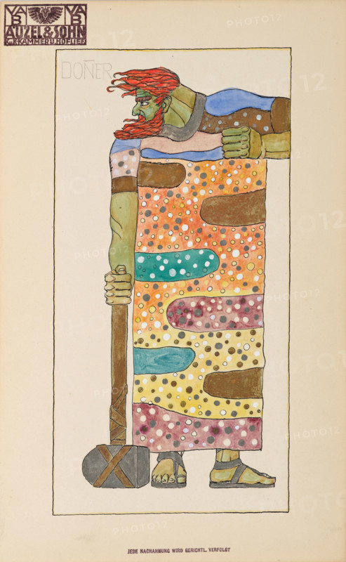 Donner. Costume design for the opera Das Rheingold by Richard Wagner. Creator: Lefler, Heinrich (1863-1919).