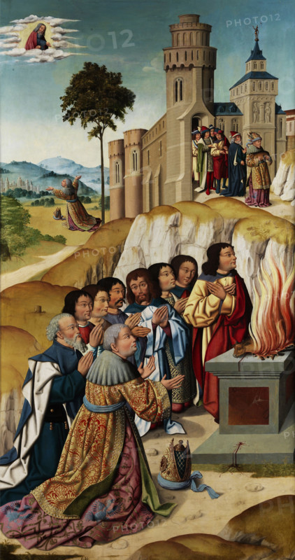 Samuel sacrificing the burnt offering and Procession from Jerusalem, Between 1500 and 1520. Creator: Master of the Schretlen Circumcision (active 1500-1520).