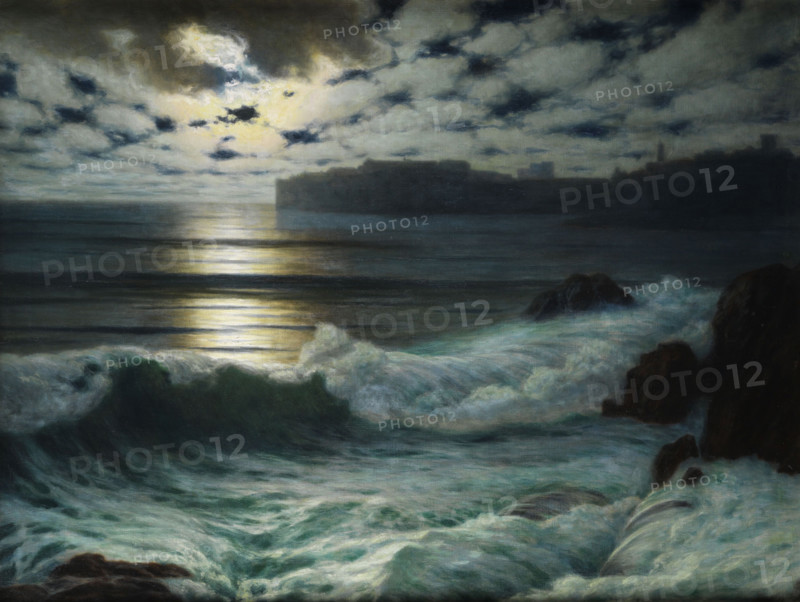 Dubrovnik by moonlight, 1915. Creator: Kasparides, Eduard (1858-1926).