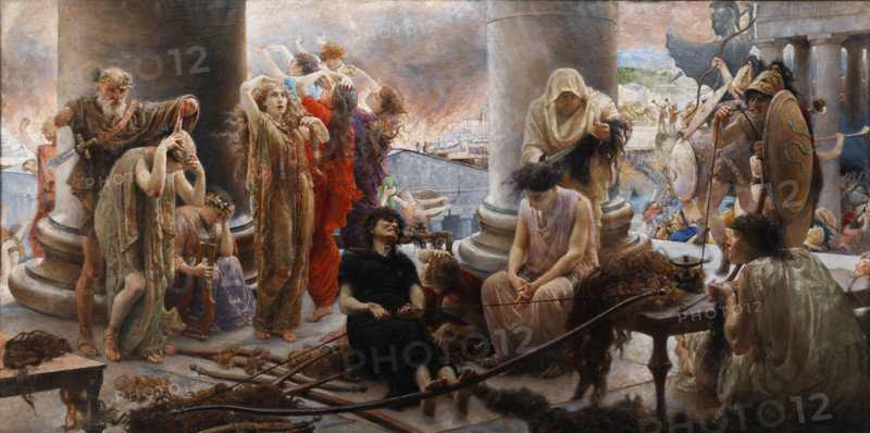 Pro Patria Omnia (Women sacrifice their long hair for the war production of ropes), c1890. Creator: Boschetto, Giuseppe (1841-1918).