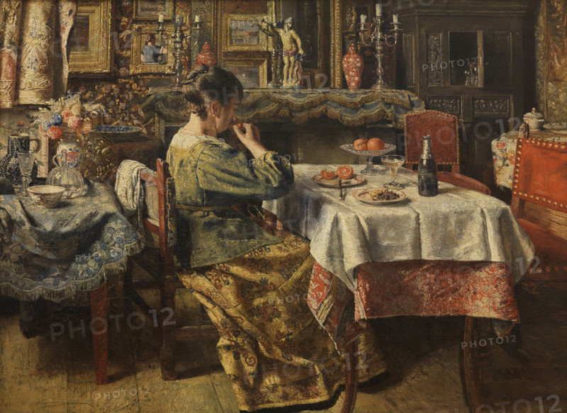 The Meal (The Dessert). Creator: Braekeleer, Henri de (1840-1888).