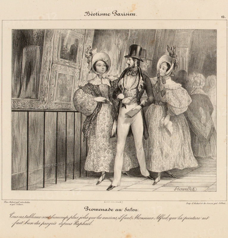 Promenade au salon, 1836. Creator: Bourdet, Jules Joseph Guillaume (1799-1869).