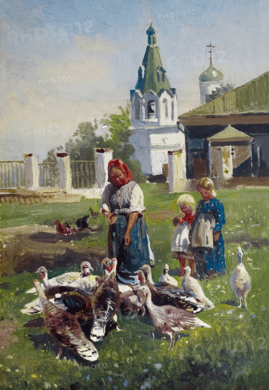 Hand Feed of Turkeys, c1860-1870. Creator: Makovsky, Nikolai Yegorovich (1842-1886).