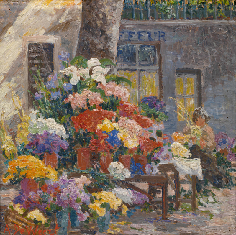 Flower market in Menton, 1928. Creator: De Weert, Anna (1867-1950).