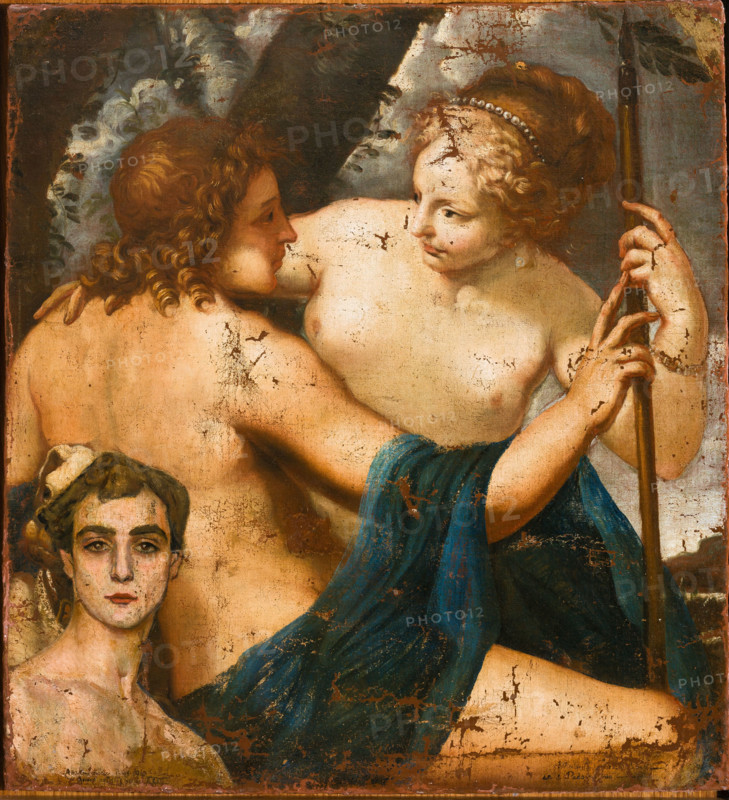 Self-portrait on an ancient canvas by Padovanino, 1909-1910. Creator: Bucci, Anselmo (1887-1955).