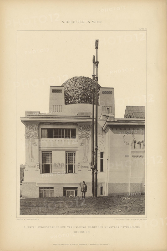 Friedrichstraße 12 – Secession – Detail of the façade facing the Getreidemarkt. From:... 1900. Creator: Röder, Carl Gottlieb, Graphische Anstalt (1812-1883).