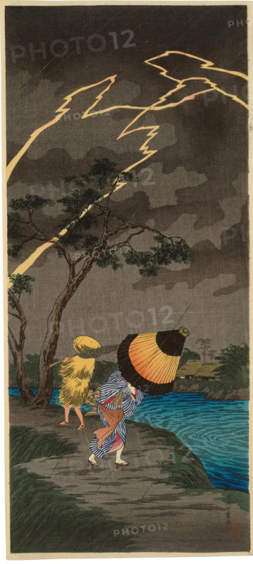 Thunderstorm at Tateishi, 1924-1926. Creator: Takahashi (Shotei), Hiroaki (1871-1945).