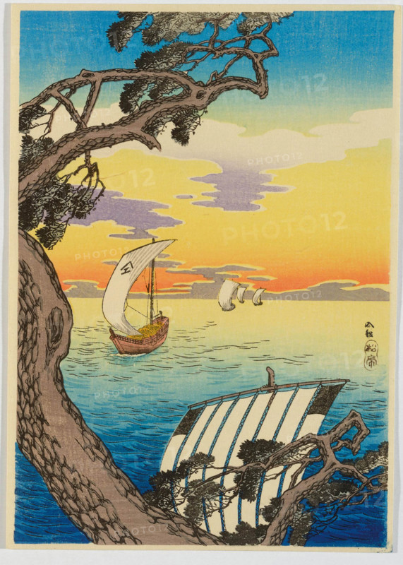 Returning Sailboats (Iri fune), 1930s. Creator: Takahashi (Shotei), Hiroaki (1871-1945).