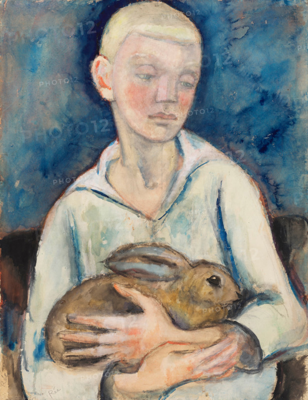 Boy with rabbit, c1915. Creator: Rée, Anita (1885-1933).