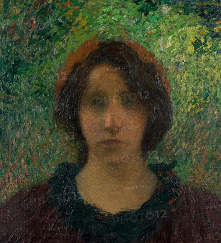 Young woman with a laurel wreath, c1895-1900. Creator: Martin, Henri (1860-1943).