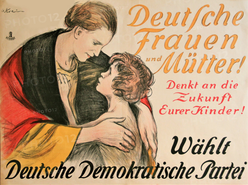 German women and mothers! Think of your children's future! Vote for the German Democratic... 1924. Creator: Krain, Willibald (1886-1945).
