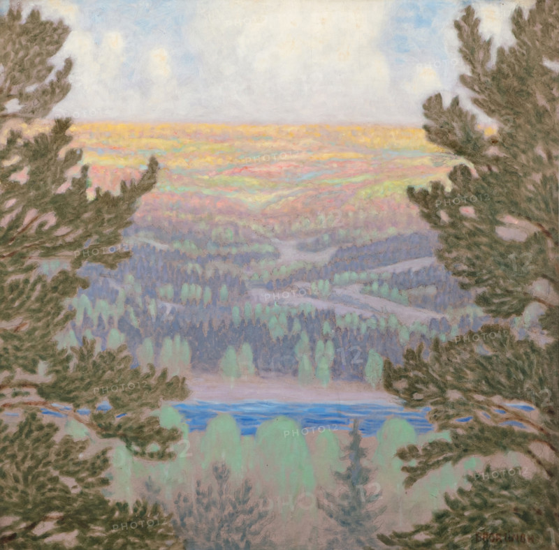 The lake between the fir trees, c1910-1915. Creator: Lindh, Bror (1877-1941).