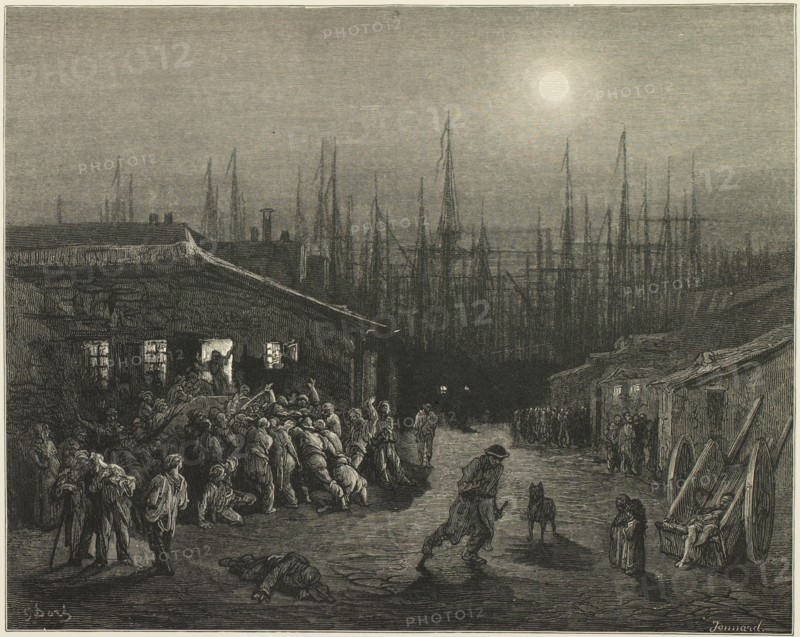 The Docks - Night Scene, 1872.  Creator: Paul Jonnard.