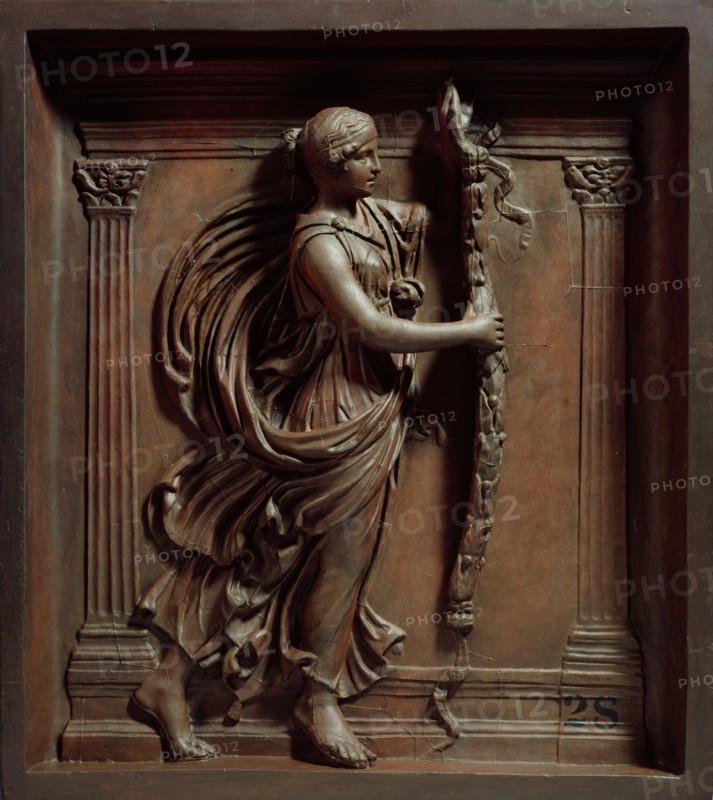 Cast of part of relief of girl at temple, 18th century.  Creator: Bartolomeo Cavaceppi.
