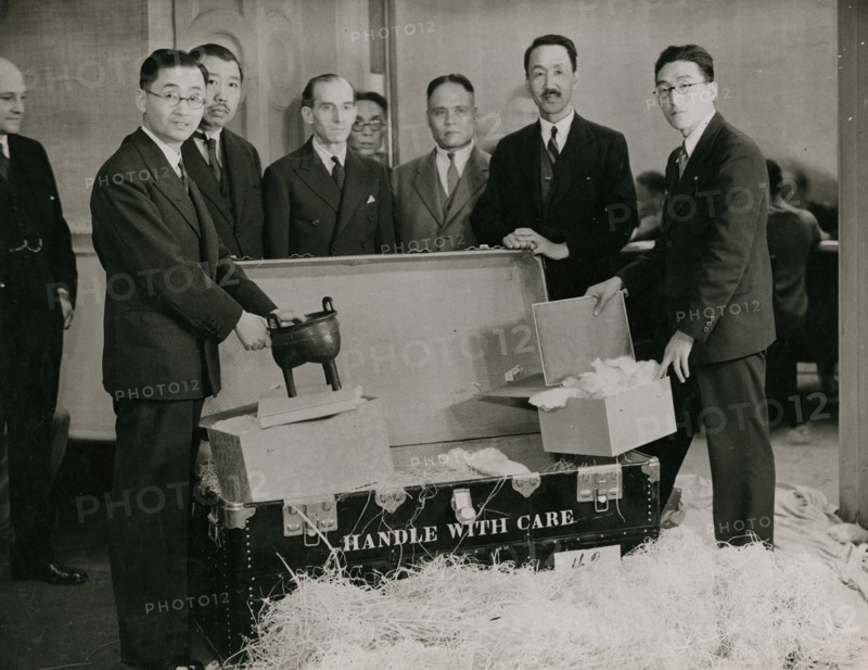 Percival David, Exhibition Director; Zheng Tianxin (Dr F.T. Cheng), Special Commissioner...1935.  Creator: Topical Press Agency.