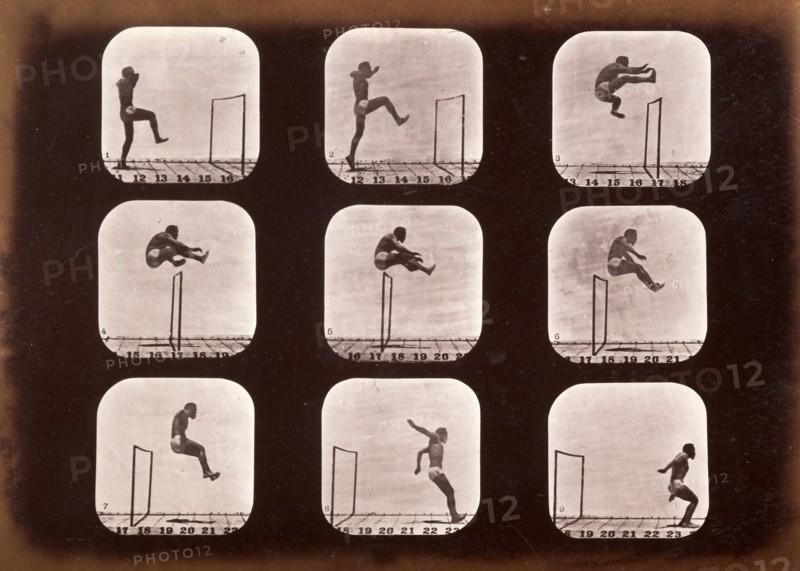 Athletes. Running high leap, 1881. Creator: Eadweard J Muybridge.