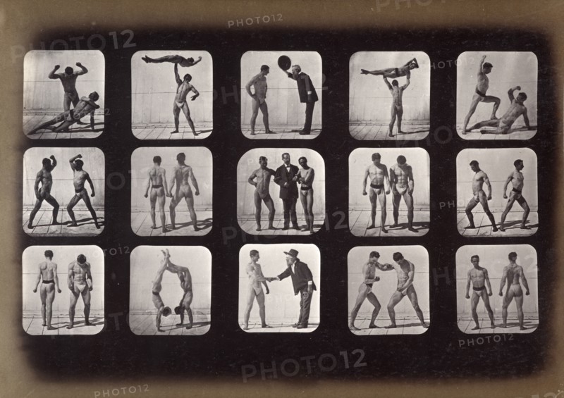 Athletes, posturing, 1881. Creator: Eadweard J Muybridge.
