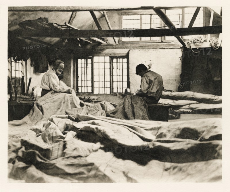 In a Sail-Loft, 1887. Creators: Peter Henry Emerson, Walter L. Colls.
