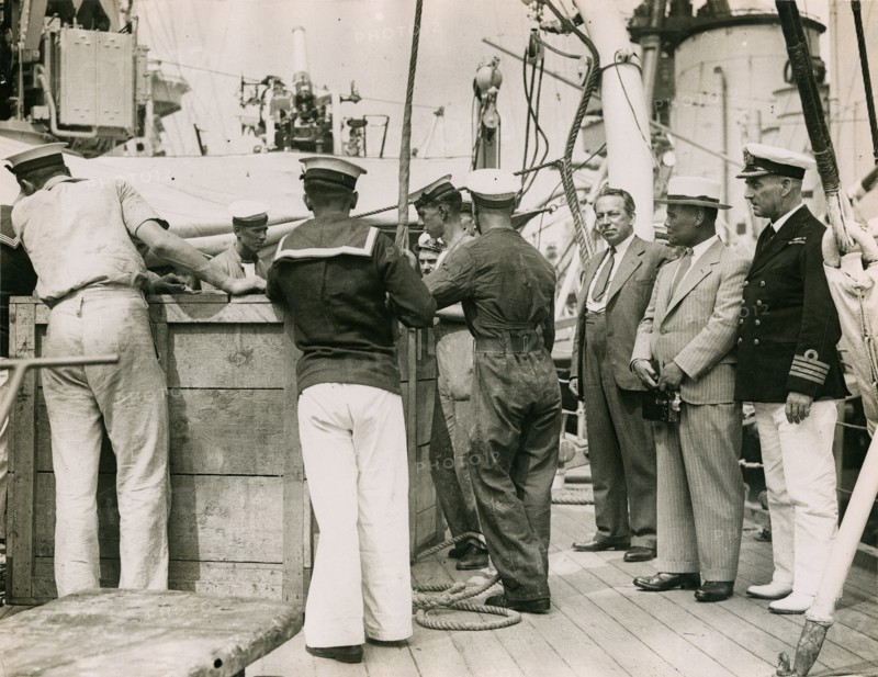 On board H.M.S. Suffolk at Portsmouth, July 1935.  Creator: Topical Press Agency.