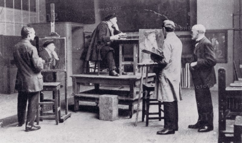 Working from life in the men's painting school. Creator: Unknown.