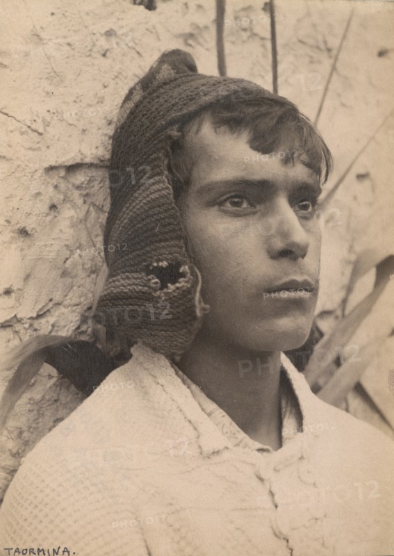 Head and shoulders of young man, Taormina, Sicily, c1890s. Creator: Count Wilhelm von Gloeden.