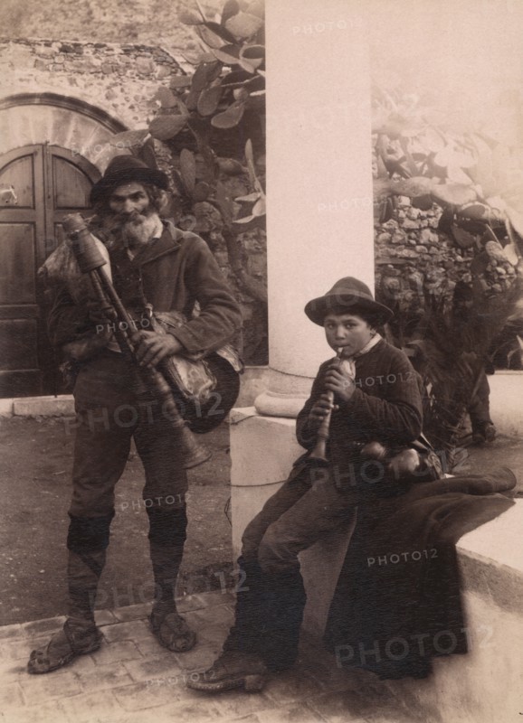 Two musicians, probably Taormina, Sicily, c1890s. Creator: Count Wilhelm von Gloeden.