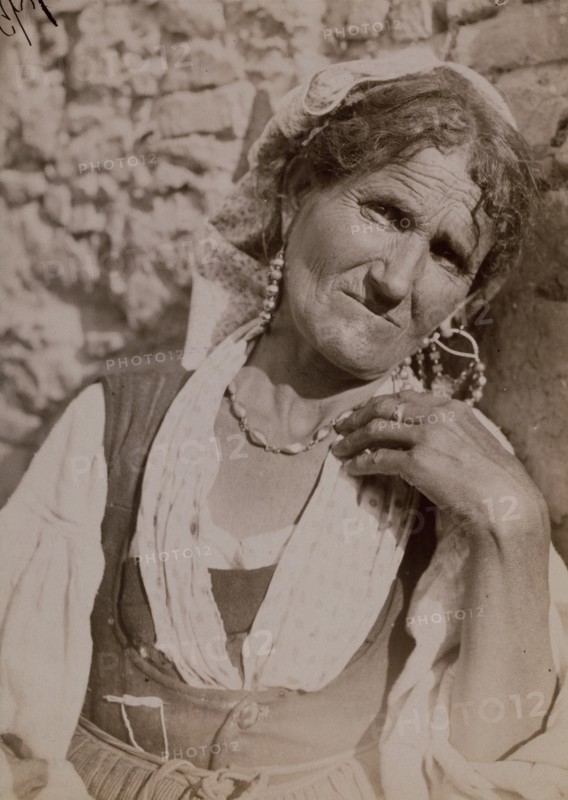 Portrait of an elderly woman, Taormina, Sicily, c1890s. Creator: Count Wilhelm von Gloeden.